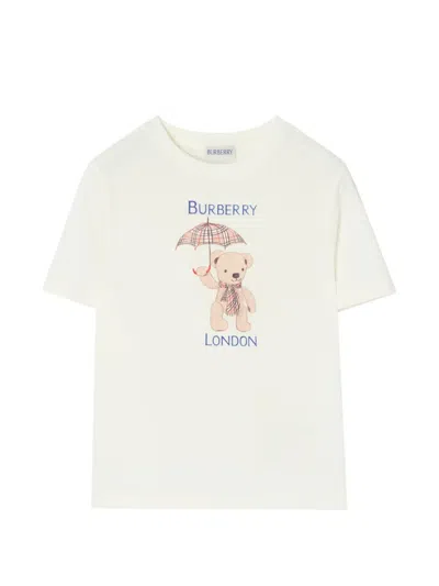 Burberry Babies' London Bear Cotton T-shirt In White