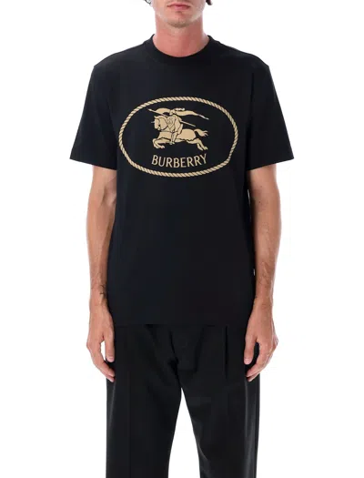 Burberry Knight Stamp Cotton T-shirt In Black