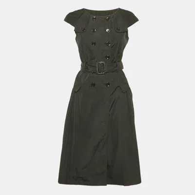 Pre-owned Burberry London Black Crepe Double Breasted Short Dress S