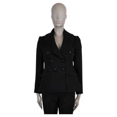 Pre-owned Burberry London Black Wool Felt Pea Coat Jacket Uk 4 Xxs