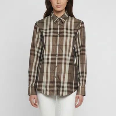 Pre-owned Burberry London Brown Metallic Checked Cotton Shirt L