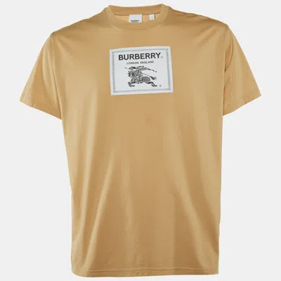 Pre-owned Burberry London Brown Printed Cotton Knit Crew Neck T Shirt S
