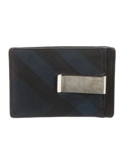 Pre-owned Burberry London Check Money Clip Card Case Striped Wallet In Multi