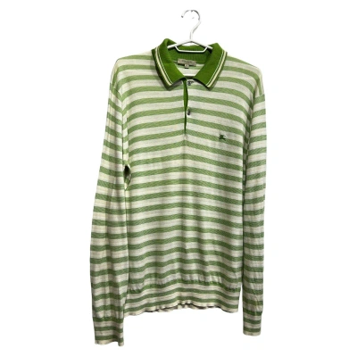 Pre-owned Burberry London Collared Striped Sweater Size M In Green