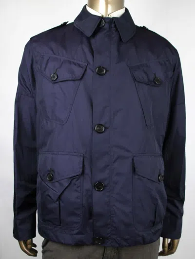 Pre-owned Burberry London Dark Blue Polyester/silk Jacket W/detachable Vest Sz 54 4008976