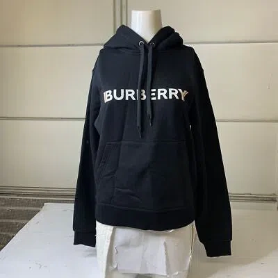 Pre-owned Burberry London England  Logo Cotton Hoodie Women's Size Xs In Black