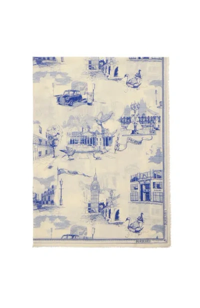 BURBERRY BURBERRY LONDON LANDMARKS WOOL SILK SCARF