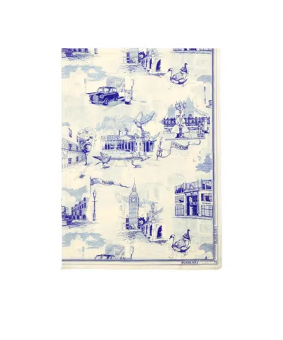 Burberry London Landmarks Wool Silk Scarf In Neutral
