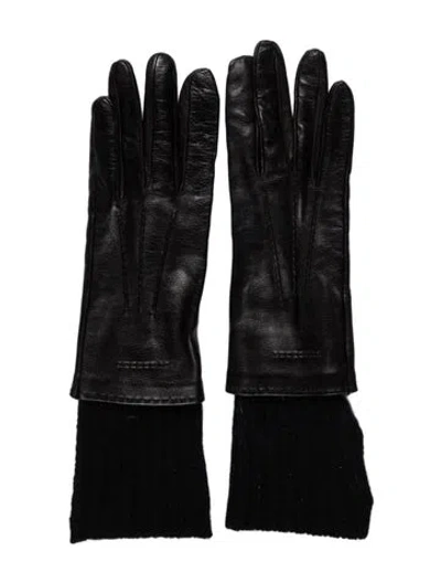 Pre-owned Burberry London Leather Gloves In Black