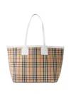 Burberry Vintage Check Pattern Tote Handbag For Women In Brown In Beige