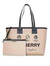 Burberry London Medium Tote Bag Beige Cotton Canvas In Beige