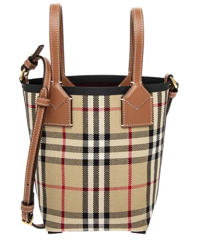 Burberry London Mini Check Canvas & Leather Tote In Multi