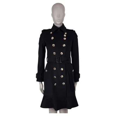 Pre-owned Burberry London Navy Blue Wool & Cashmere Littleton Trench Coat Jacket 4 Xxs