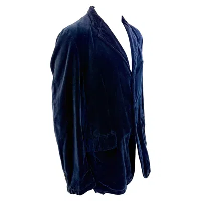 Pre-owned Burberry London Navy Velvet Men's Jacket With Floral Lining 44 R In Blue