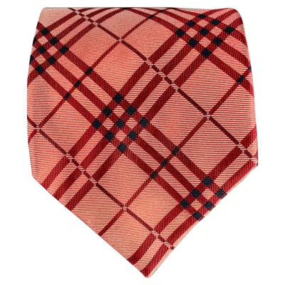 Pre-owned Burberry London Red Black Iridescent Plaid Silk Tie