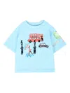 Burberry Light Blue T-shirt For Babykids Red Bus In Blue