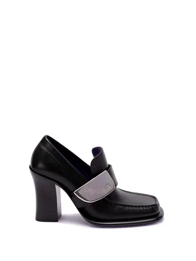 Burberry `london Shield` Heeled Loafers In Black  