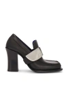 Burberry Leather London Shield High Heeled Loafers In Black