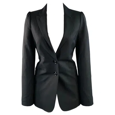 Pre-owned Burberry London Size 4 Black Virgin Wool Blend Slim Fit Jacket Blazer