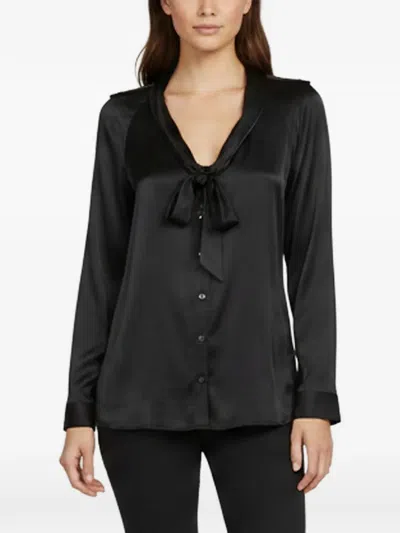 Pre-owned Burberry London Tie-detail Button-up Blouse In Black