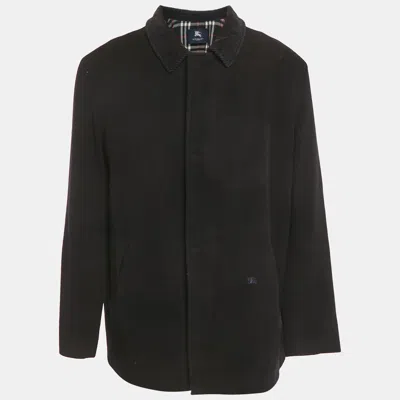 Pre-owned Burberry London Vintage Black Merino Wool Coat 3xl