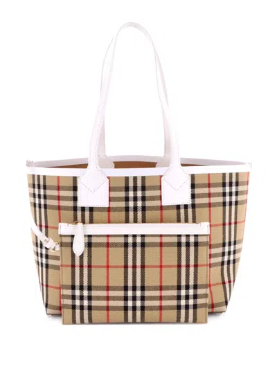 Pre-owned Burberry London Vintage Check Canvas Small Tote Bag In Brown