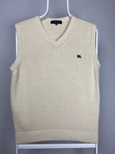 Pre-owned Burberry London Vintage Sweater Tennis Vest Beige In Cream