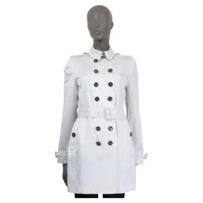 Pre-owned Burberry London White Cotton Kensington Short Trench Coat Jacket 10 S