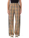Burberry Checked Pattern Wide Leg Trousers In Brown