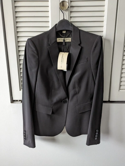 Pre-owned Burberry London Womens Blazer/suit Jacket Us 2 Uk 4 Black 96% Virgin Wool