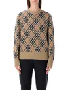 Burberry London Wool Blend Check Sweater In Neutral