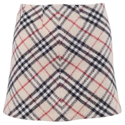 Pre-owned Burberry London Wool Mini Skirt - '00s In Gray