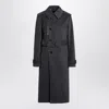 Burberry Long Ash Coloured Cotton And Nylon Trench Coat