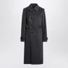 Burberry Long Ash Coloured Cotton And Nylon Trench Coat