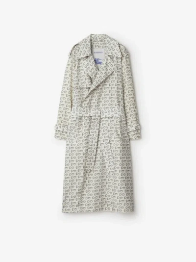 Burberry Long B Silk Trench Coat In Neutral