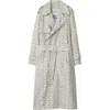 Burberry B-print Silk Trench Coat In White