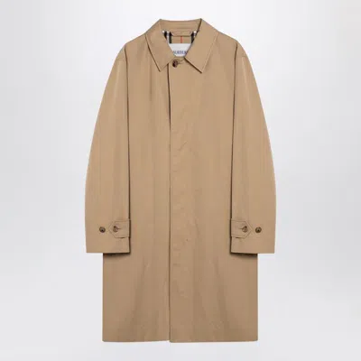 Burberry Long Beige Gabardine Car Coat In Brown