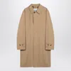 Burberry Long Beige Gabardine Car Coat In Brown