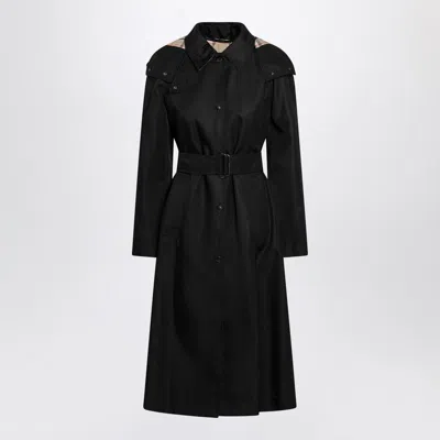 Burberry Long Black Nylon Car Coat Women