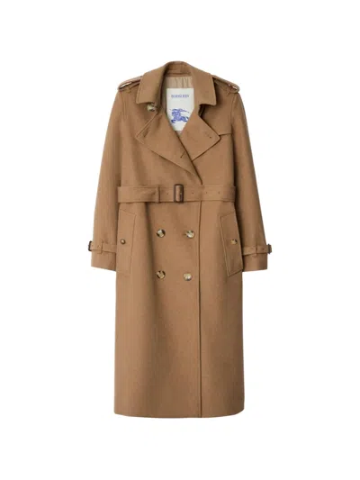 Burberry Long Cashmere Kensington Trench Coat In Neutrals