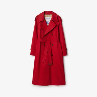 Burberry Long Castleford Trench Coat In Currant