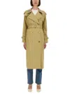 Burberry Castleford Check Collar Water Resistant Gabardine Trench Coat In Green