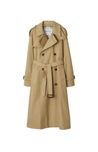 Burberry Belted Beige Trench Coat With Classic Plaid Lining