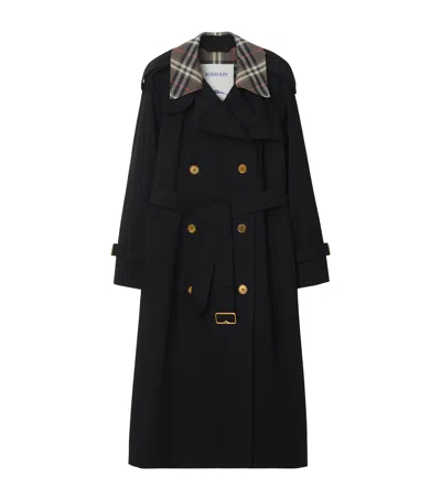 Burberry Long Castleford Trench Coat In Black