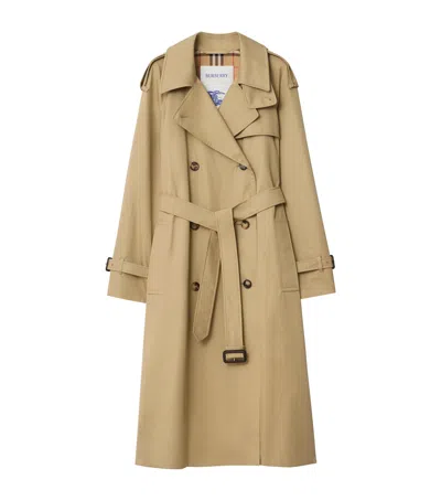 Burberry Long Castleford Trench Coat In Multi