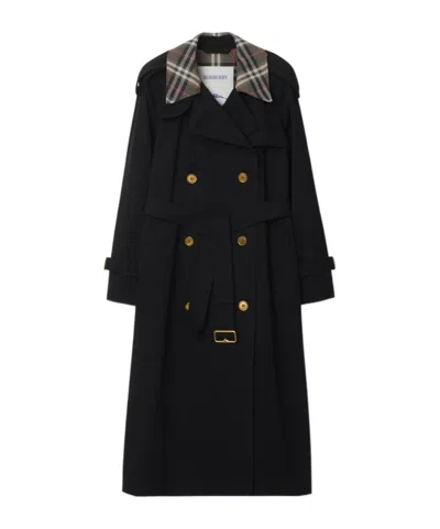 BURBERRY BURBERRY LONG CHECK COLLAR CASTLEFORD TRENCH COAT