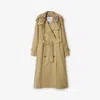 Burberry Check Collar Long Castleford Trench Coat In Brown