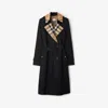 Burberry Long Check Collar Gabardine Trench Coat
