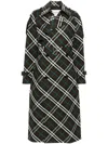 Burberry Snug Check-print Long Trench Coat In Grün
