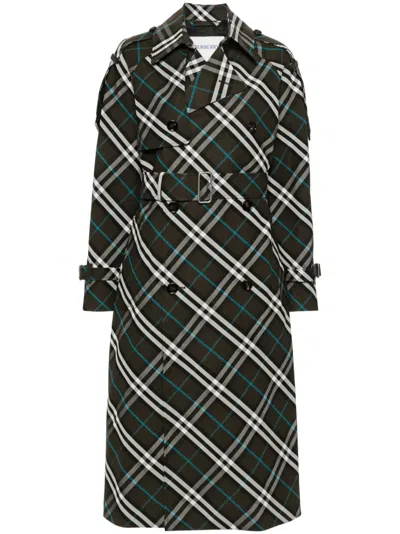 Burberry Snug Check-print Long Trench Coat In Multi